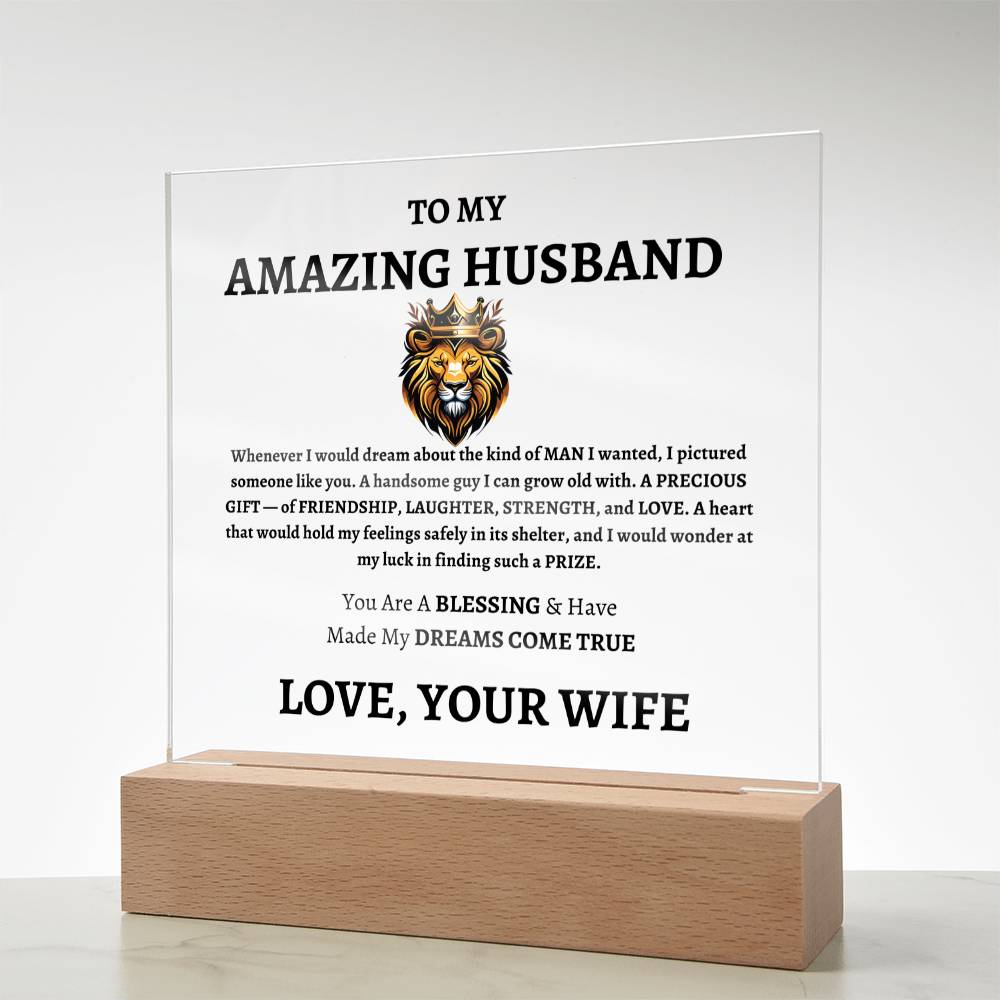 Unique Gift for Husband from Wife - Memorable Square Acrylic Plaque - "You Are A Blessing" - Anniversary, Birthday or any Special Occassion