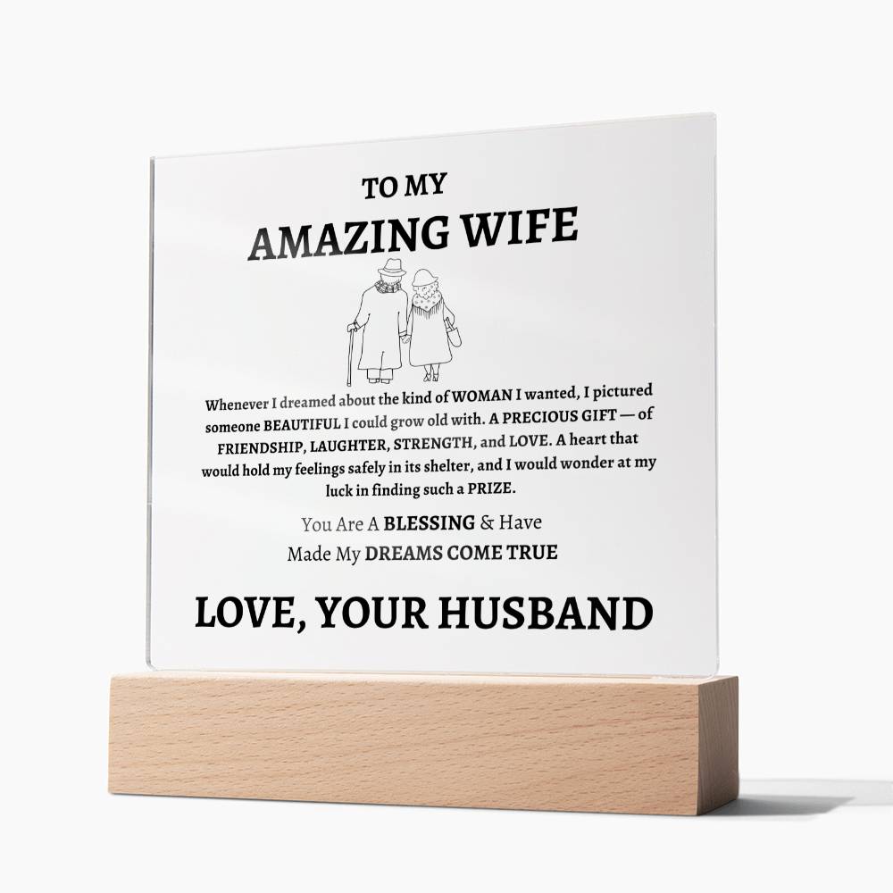 Unique Gift for Wife from Husband - Memorable Square Acrylic Plaque - "You Are A Blessing" - Anniversary, Birthday or any Special Occassion