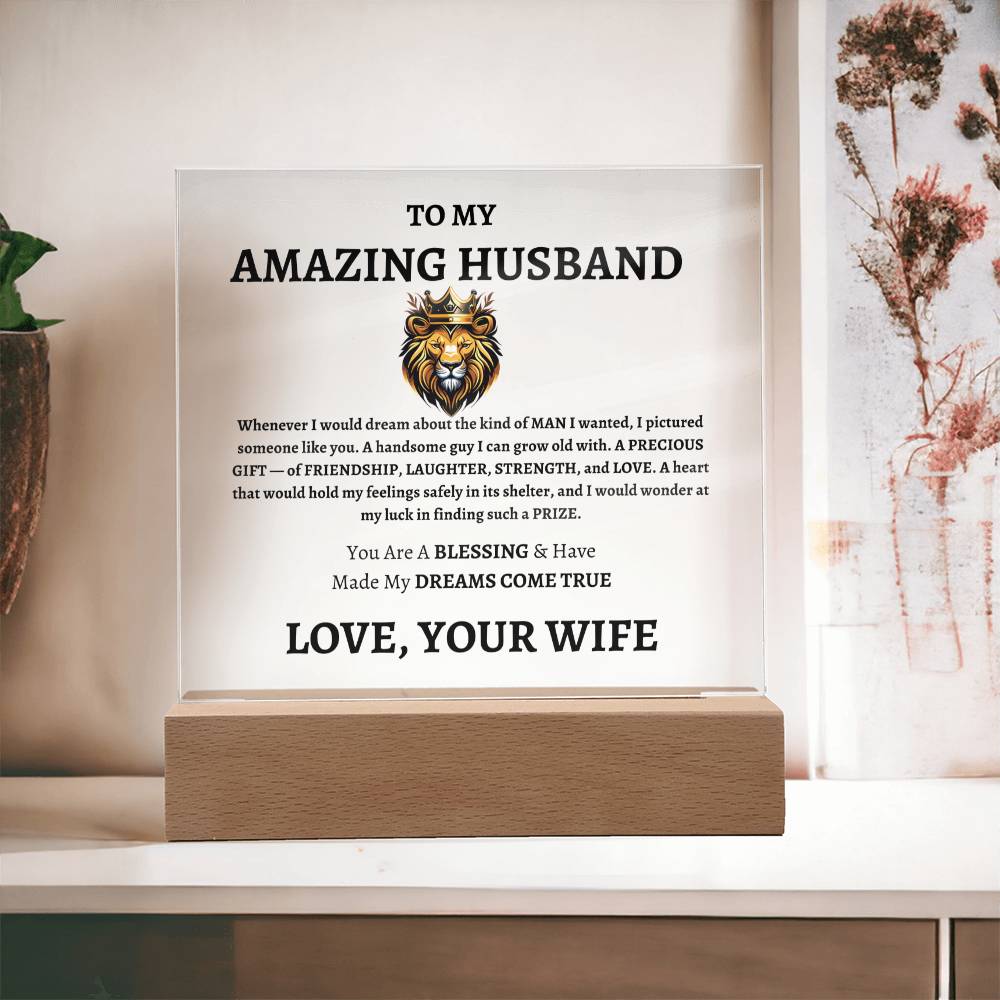 Unique Gift for Husband from Wife - Memorable Square Acrylic Plaque - "You Are A Blessing" - Anniversary, Birthday or any Special Occassion