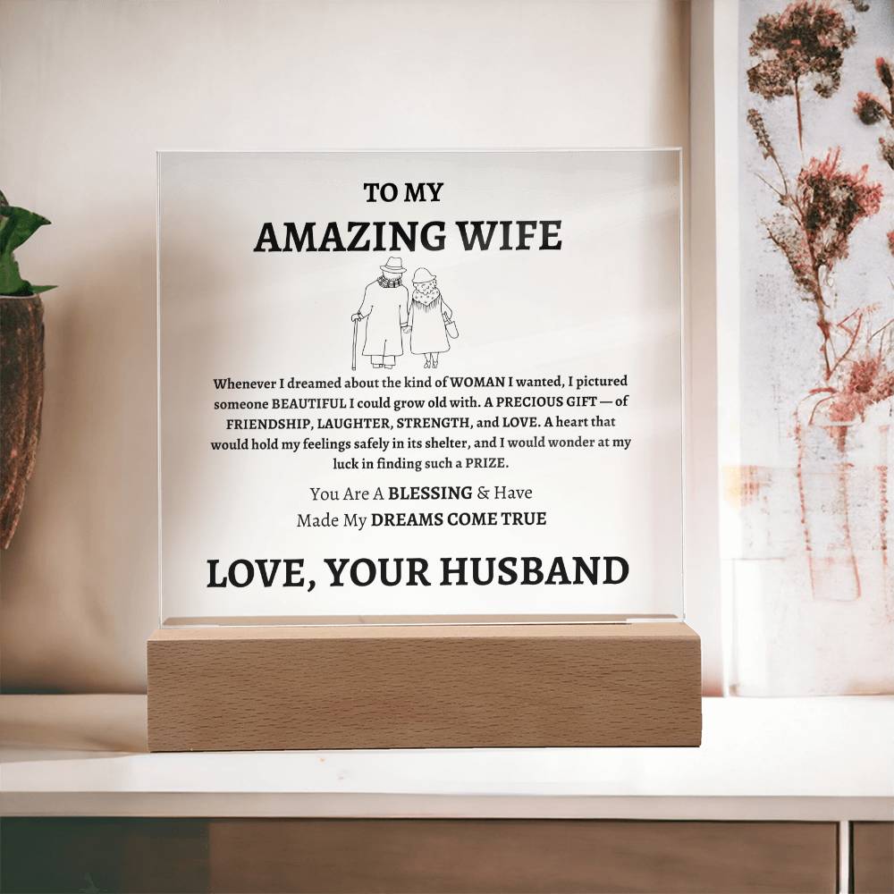 Unique Gift for Wife from Husband - Memorable Square Acrylic Plaque - "You Are A Blessing" - Anniversary, Birthday or any Special Occassion