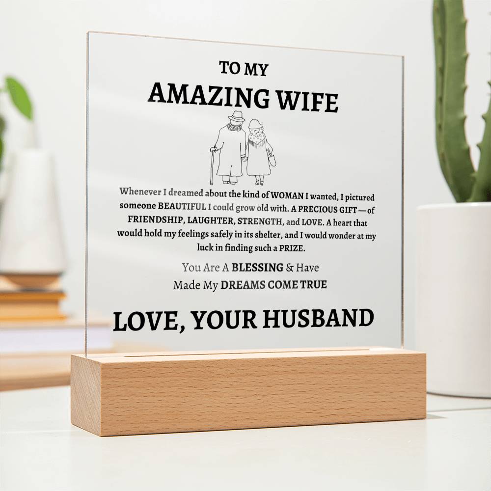 Unique Gift for Wife from Husband - Memorable Square Acrylic Plaque - "You Are A Blessing" - Anniversary, Birthday or any Special Occassion