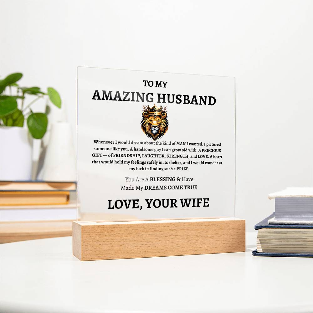 Unique Gift for Husband from Wife - Memorable Square Acrylic Plaque - "You Are A Blessing" - Anniversary, Birthday or any Special Occassion