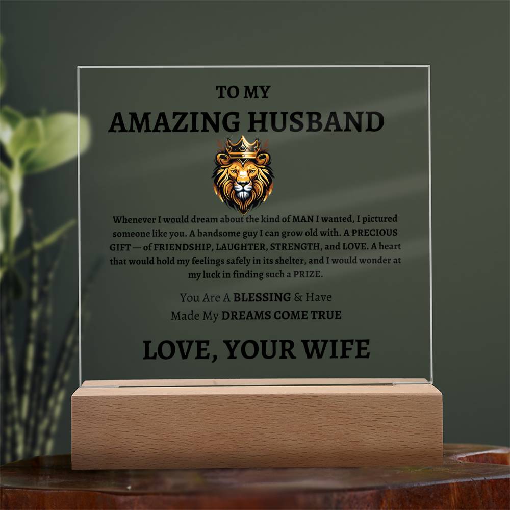 Unique Gift for Husband from Wife - Memorable Square Acrylic Plaque - "You Are A Blessing" - Anniversary, Birthday or any Special Occassion