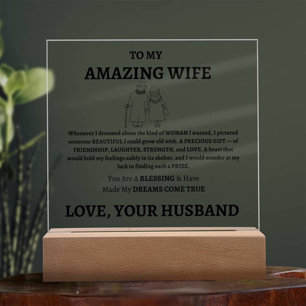 Unique Gift for Wife from Husband - Memorable Square Acrylic Plaque - "You Are A Blessing" - Anniversary, Birthday or any Special Occassion