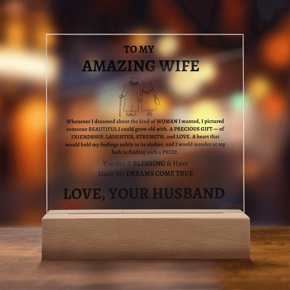 Unique Gift for Wife from Husband - Memorable Square Acrylic Plaque - "You Are A Blessing" - Anniversary, Birthday or any Special Occassion