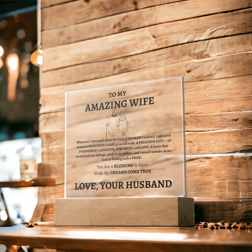 Unique Gift for Wife from Husband - Memorable Square Acrylic Plaque - "You Are A Blessing" - Anniversary, Birthday or any Special Occassion