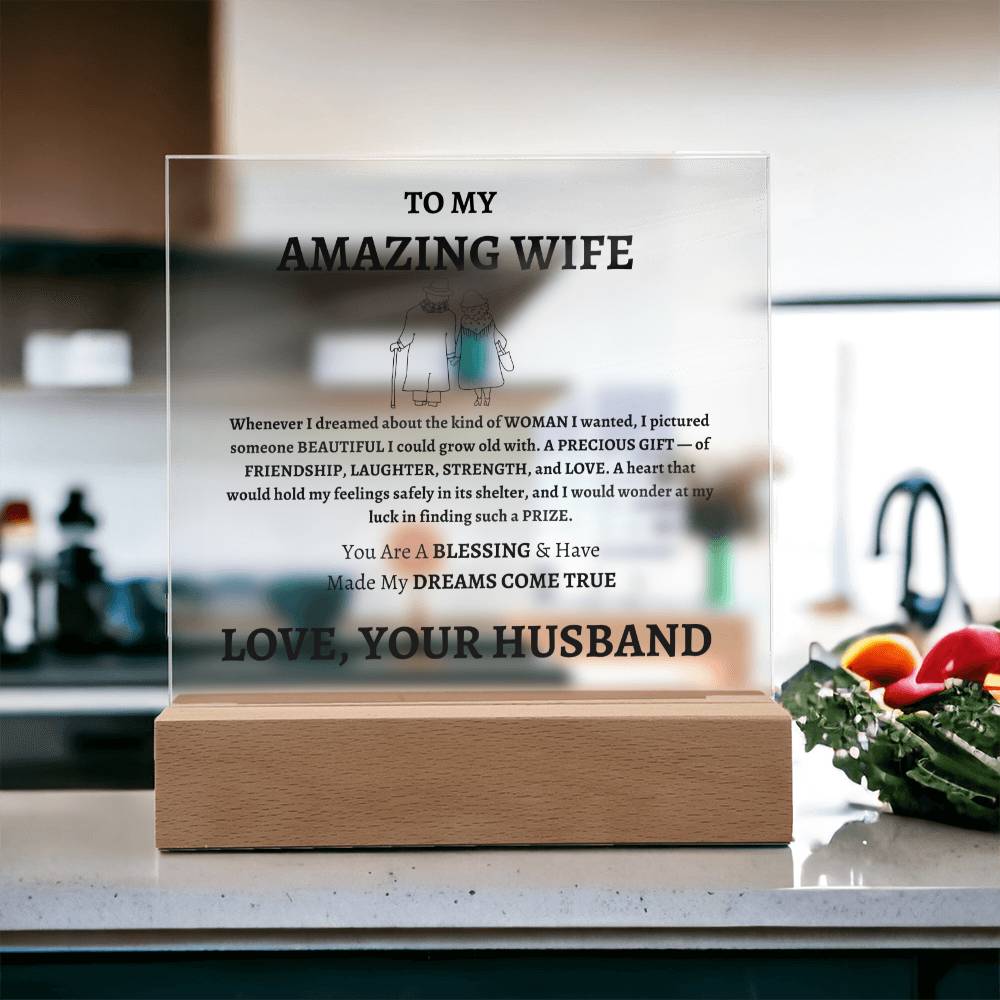 Unique Gift for Wife from Husband - Memorable Square Acrylic Plaque - "You Are A Blessing" - Anniversary, Birthday or any Special Occassion