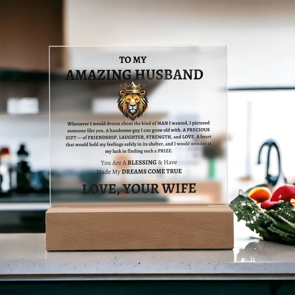 Unique Gift for Husband from Wife - Memorable Square Acrylic Plaque - "You Are A Blessing" - Anniversary, Birthday or any Special Occassion