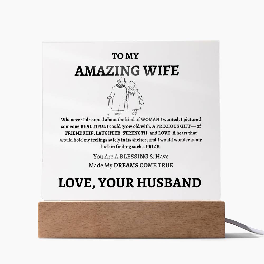 Unique Gift for Wife from Husband - Memorable Square Acrylic Plaque - "You Are A Blessing" - Anniversary, Birthday or any Special Occassion