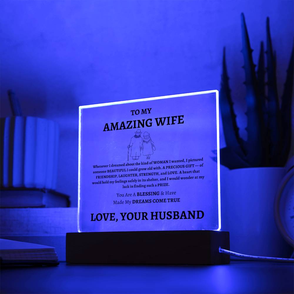 Unique Gift for Wife from Husband - Memorable Square Acrylic Plaque - "You Are A Blessing" - Anniversary, Birthday or any Special Occassion