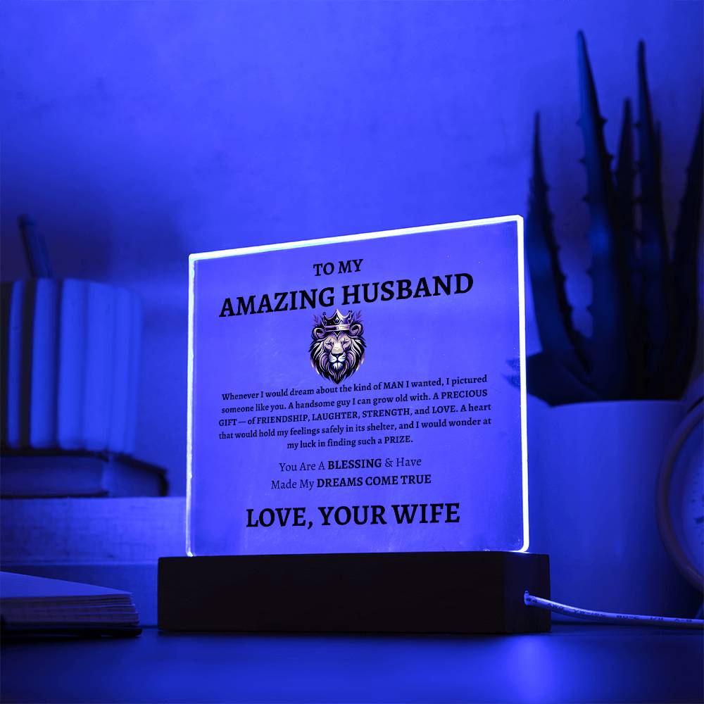 Unique Gift for Husband from Wife - Memorable Square Acrylic Plaque - "You Are A Blessing" - Anniversary, Birthday or any Special Occassion