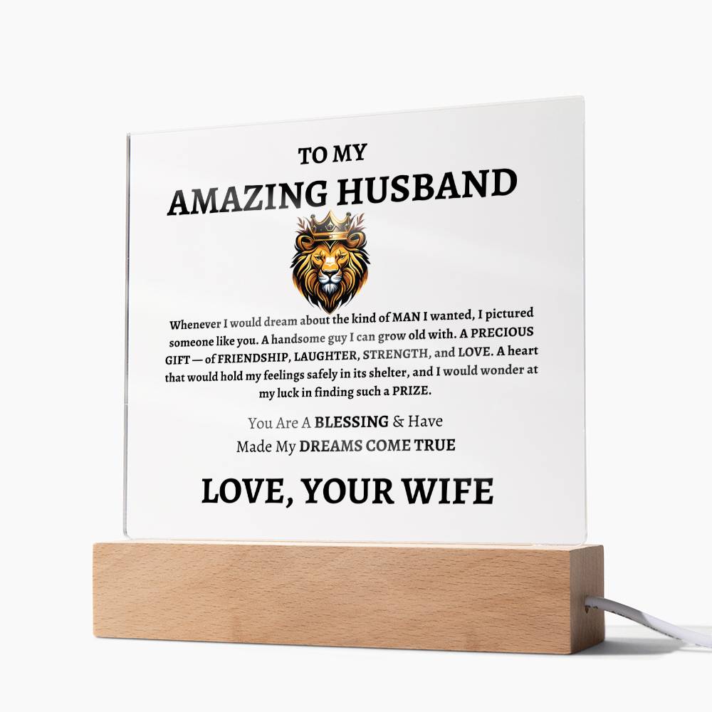 Unique Gift for Husband from Wife - Memorable Square Acrylic Plaque - "You Are A Blessing" - Anniversary, Birthday or any Special Occassion