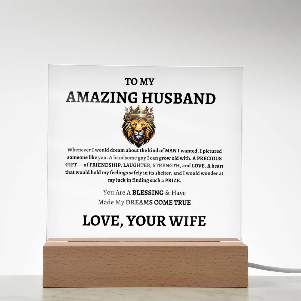 Unique Gift for Husband from Wife - Memorable Square Acrylic Plaque - "You Are A Blessing" - Anniversary, Birthday or any Special Occassion