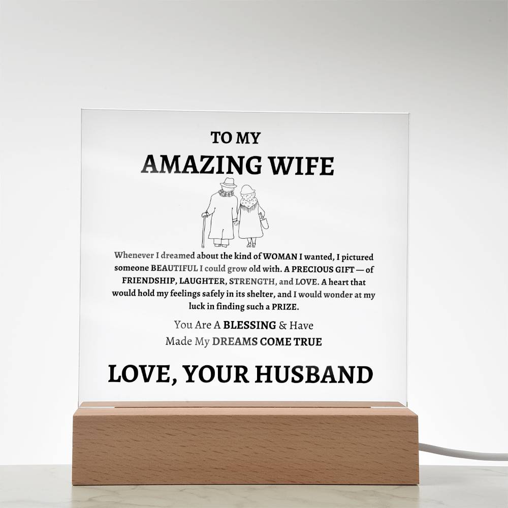 Unique Gift for Wife from Husband - Memorable Square Acrylic Plaque - "You Are A Blessing" - Anniversary, Birthday or any Special Occassion