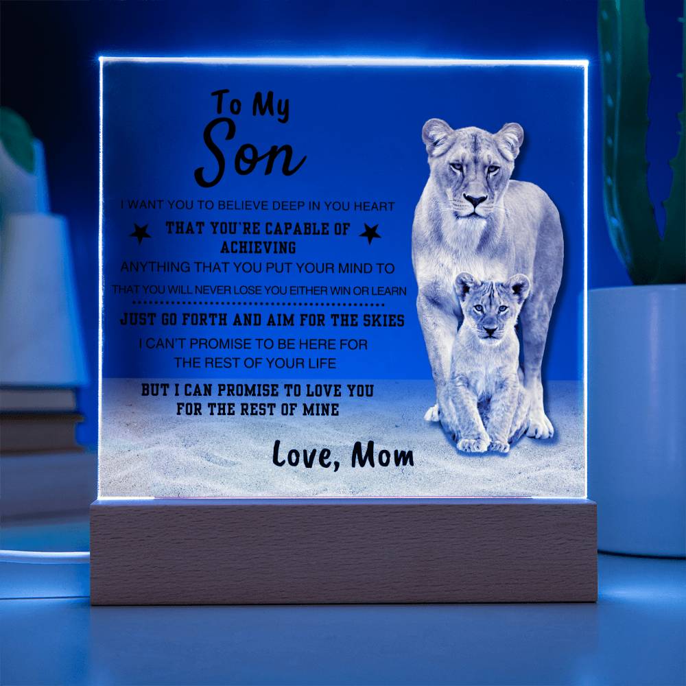 Unique Gift for Son from Mom Square Acrylic Plaque - To my Sonr "I WANT YOU TO BELIEVE IN YOURSELF"