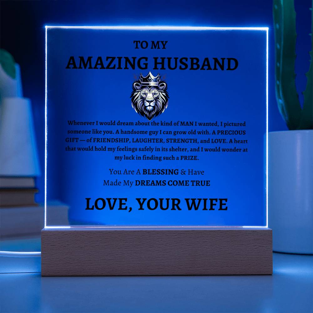 Unique Gift for Husband from Wife - Memorable Square Acrylic Plaque - "You Are A Blessing" - Anniversary, Birthday or any Special Occassion