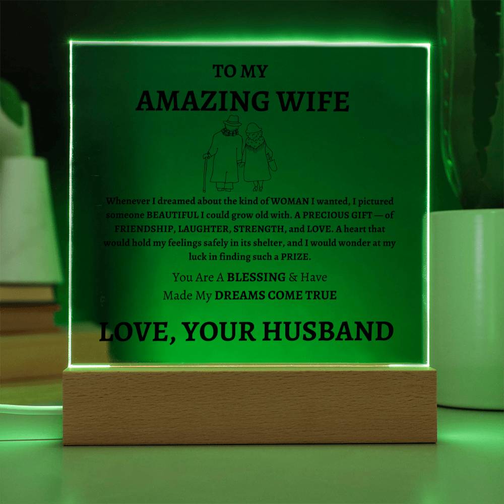 Unique Gift for Wife from Husband - Memorable Square Acrylic Plaque - "You Are A Blessing" - Anniversary, Birthday or any Special Occassion