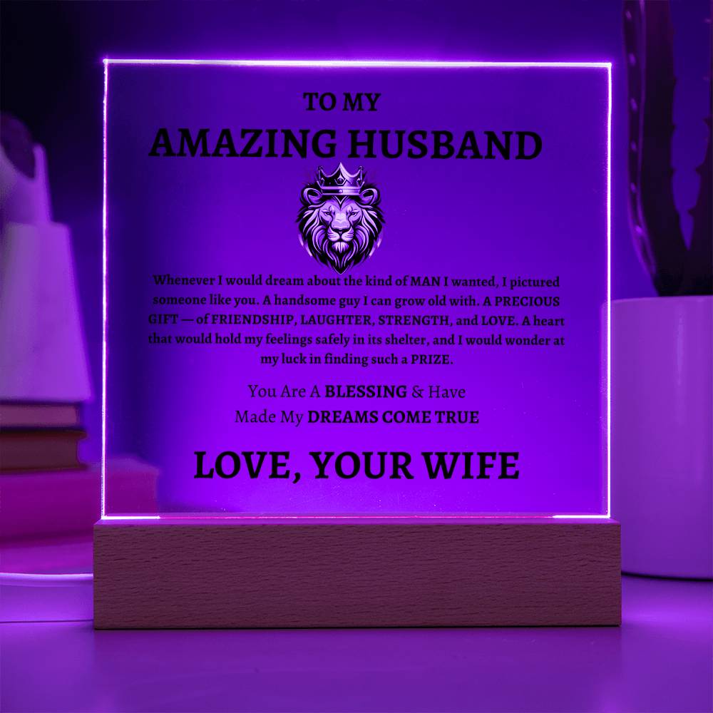 Unique Gift for Husband from Wife - Memorable Square Acrylic Plaque - "You Are A Blessing" - Anniversary, Birthday or any Special Occassion