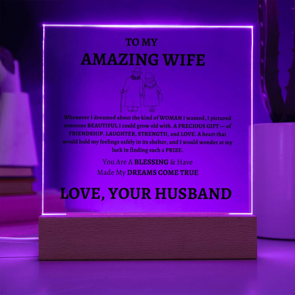 Unique Gift for Wife from Husband - Memorable Square Acrylic Plaque - "You Are A Blessing" - Anniversary, Birthday or any Special Occassion