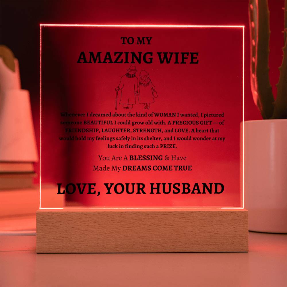 Unique Gift for Wife from Husband - Memorable Square Acrylic Plaque - "You Are A Blessing" - Anniversary, Birthday or any Special Occassion