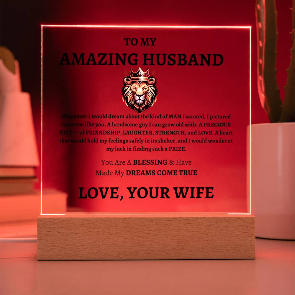 Unique Gift for Husband from Wife - Memorable Square Acrylic Plaque - "You Are A Blessing" - Anniversary, Birthday or any Special Occassion