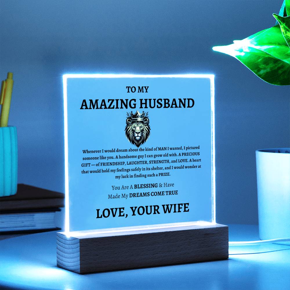 Unique Gift for Husband from Wife - Memorable Square Acrylic Plaque - "You Are A Blessing" - Anniversary, Birthday or any Special Occassion