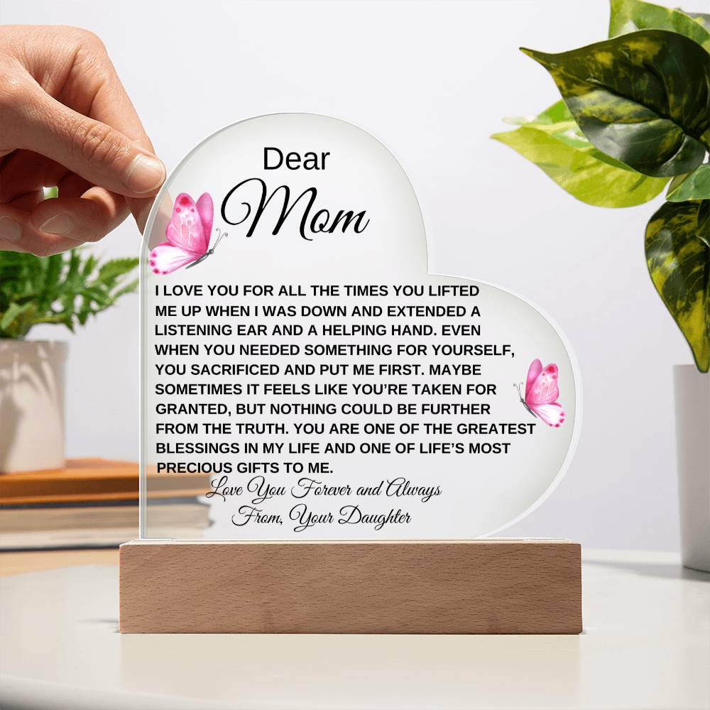 Dear Mom - I Love You - Love From Daughter to Mother Plaque