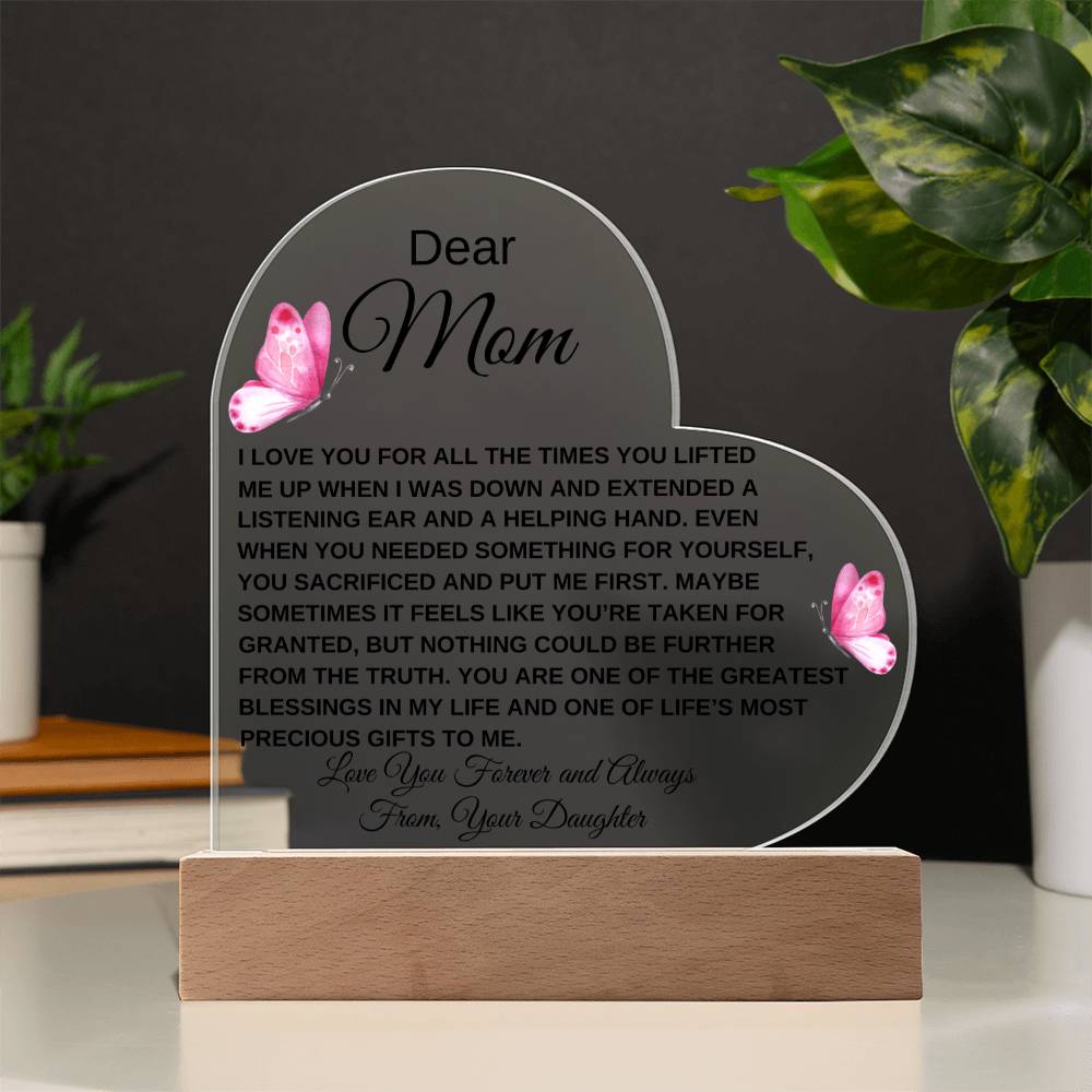 Dear Mom - I Love You - Love From Daughter to Mother Plaque