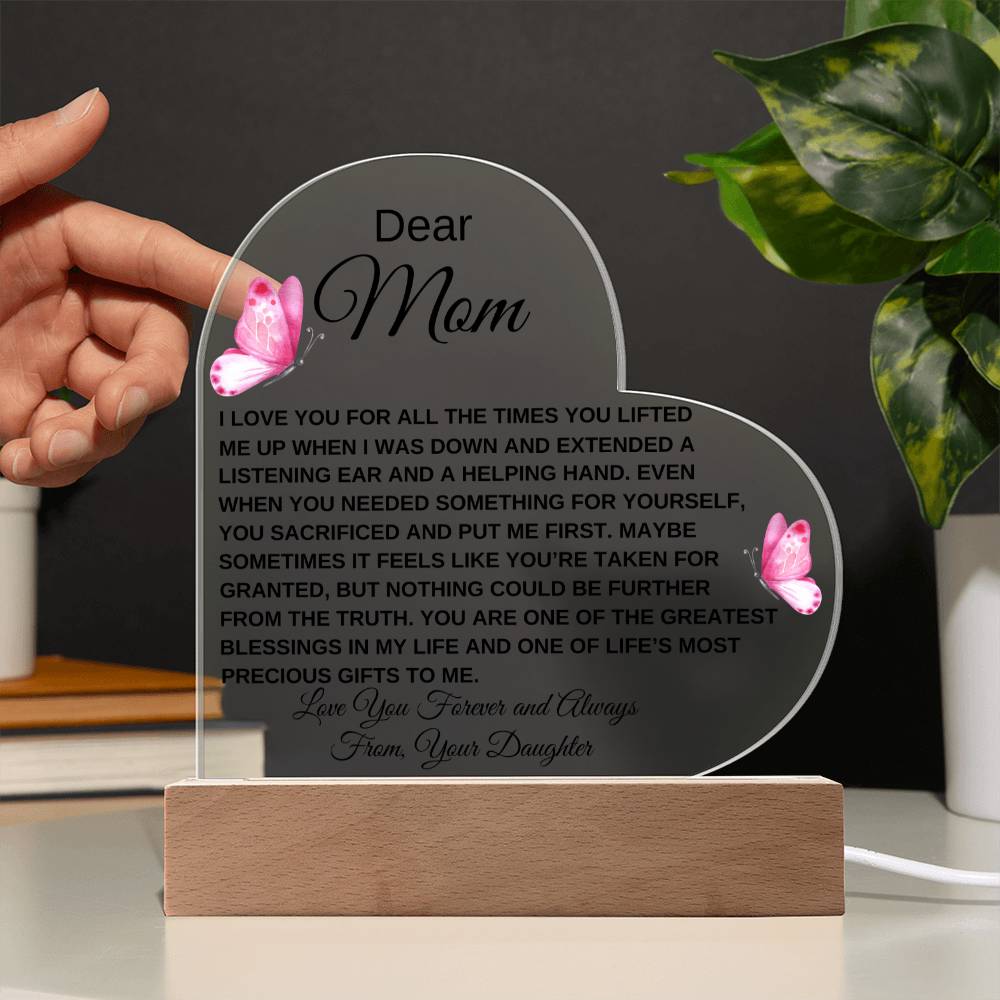 Dear Mom - I Love You - Love From Daughter to Mother Plaque