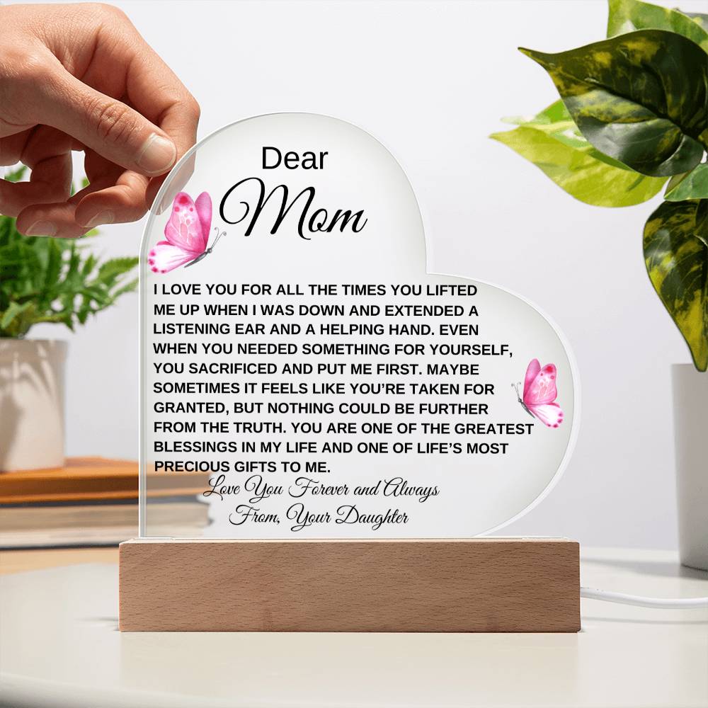 Dear Mom - I Love You - Love From Daughter to Mother Plaque