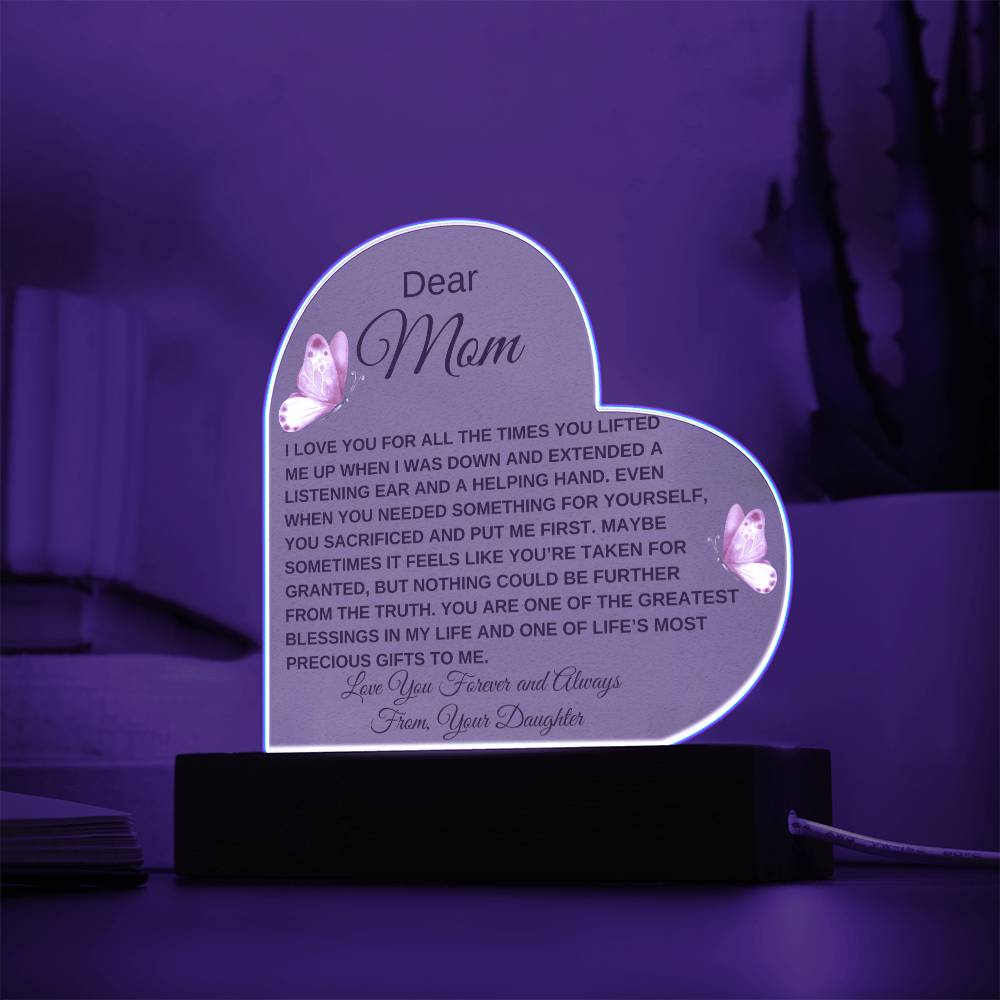 Dear Mom - I Love You - Love From Daughter to Mother Plaque