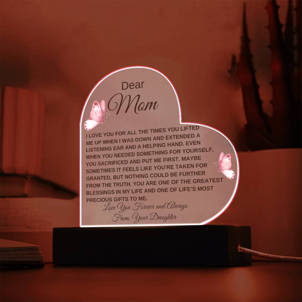 Dear Mom - I Love You - Love From Daughter to Mother Plaque