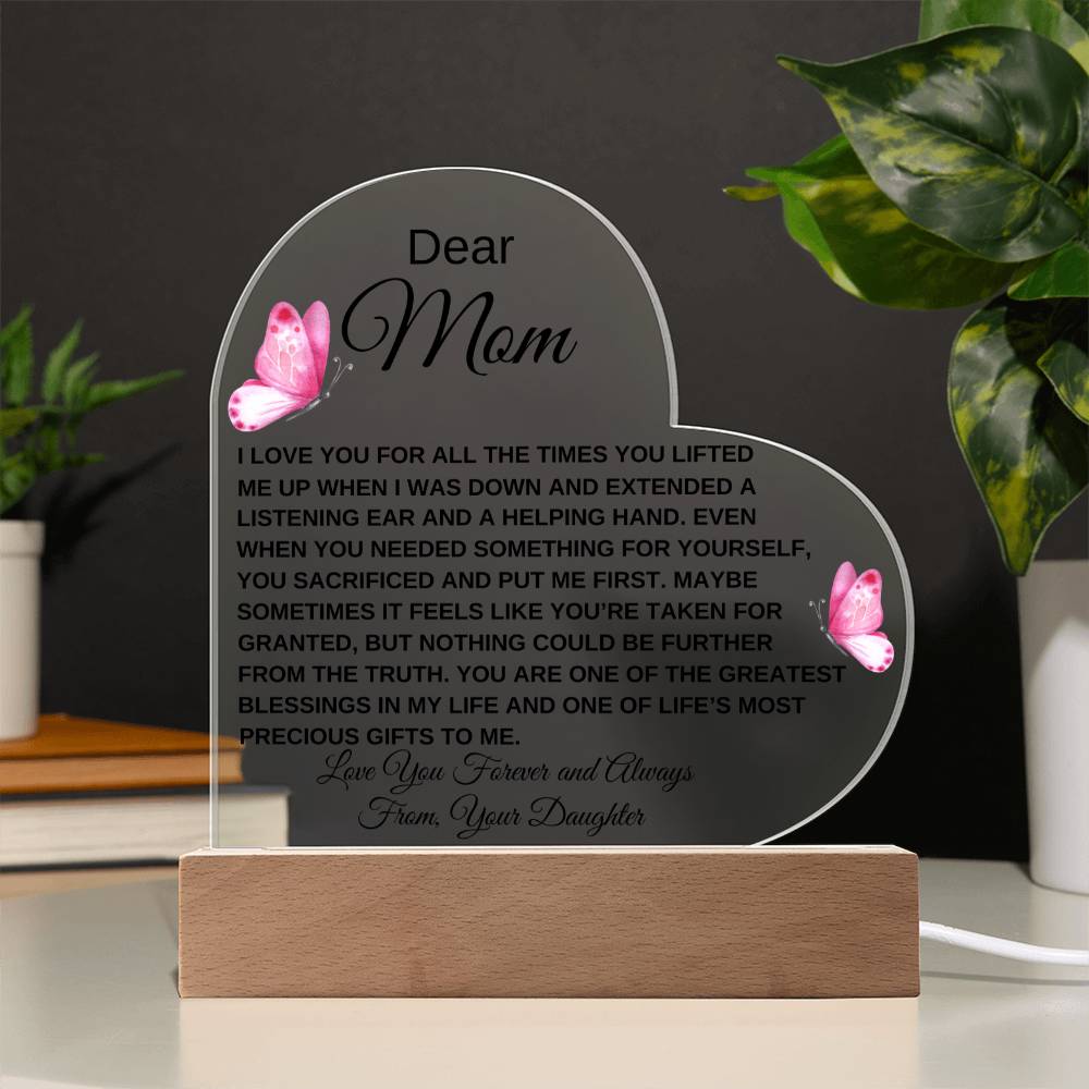 Dear Mom - I Love You - Love From Daughter to Mother Plaque