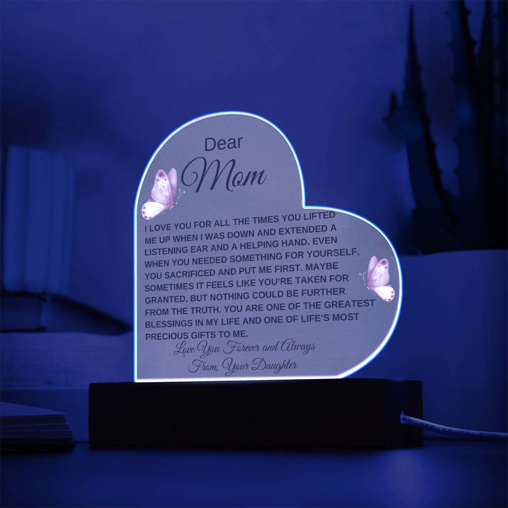 Dear Mom - I Love You - Love From Daughter to Mother Plaque