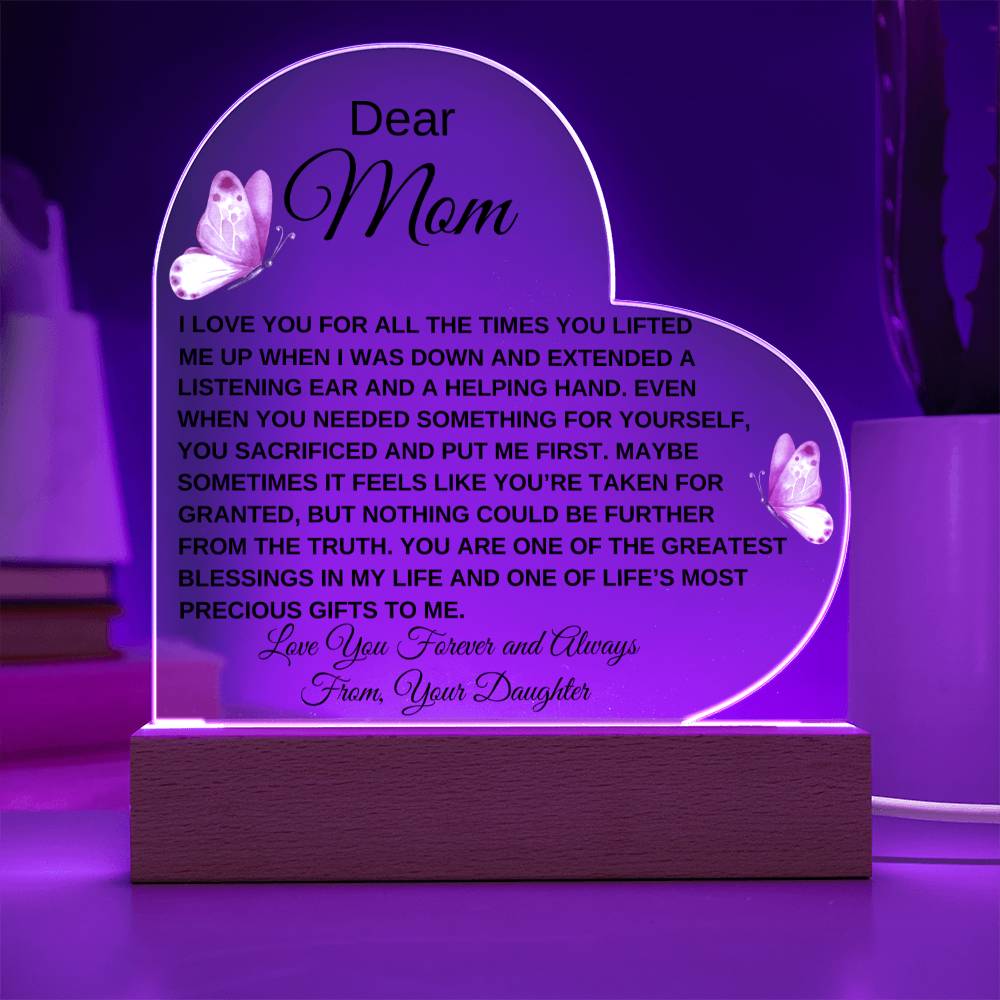 Dear Mom - I Love You - Love From Daughter to Mother Plaque