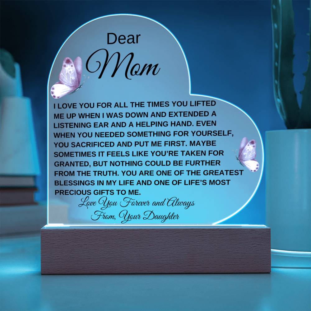 Dear Mom - I Love You - Love From Daughter to Mother Plaque