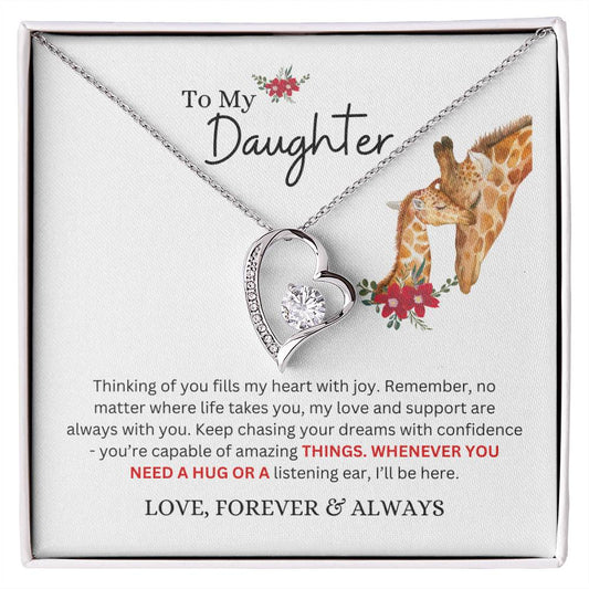 To My Daughter Necklace from Mom or Dad | Thinking of You | Special Gift for Daughter from Mom, Forever Love Necklace