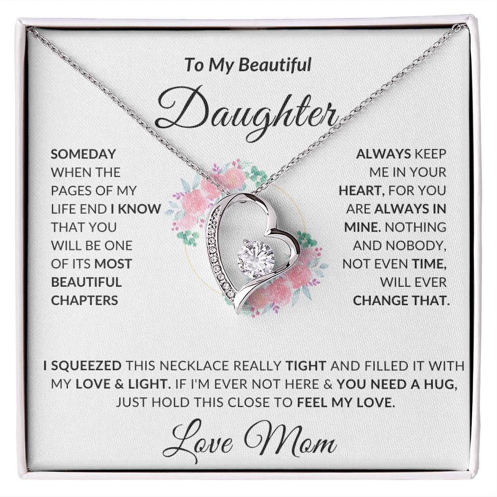 To My Beautiful Daughter Necklace from Mom | Special Gift for Daughter from Mom, Forever Love Necklace