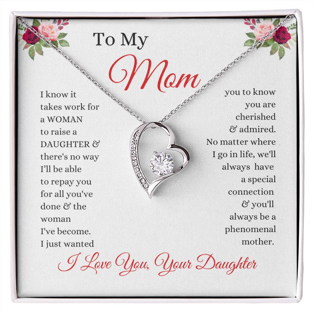 To My Mom - No Way I Can Repay You For All You've Done - Love From Daughter to Mother Forever Love Necklace