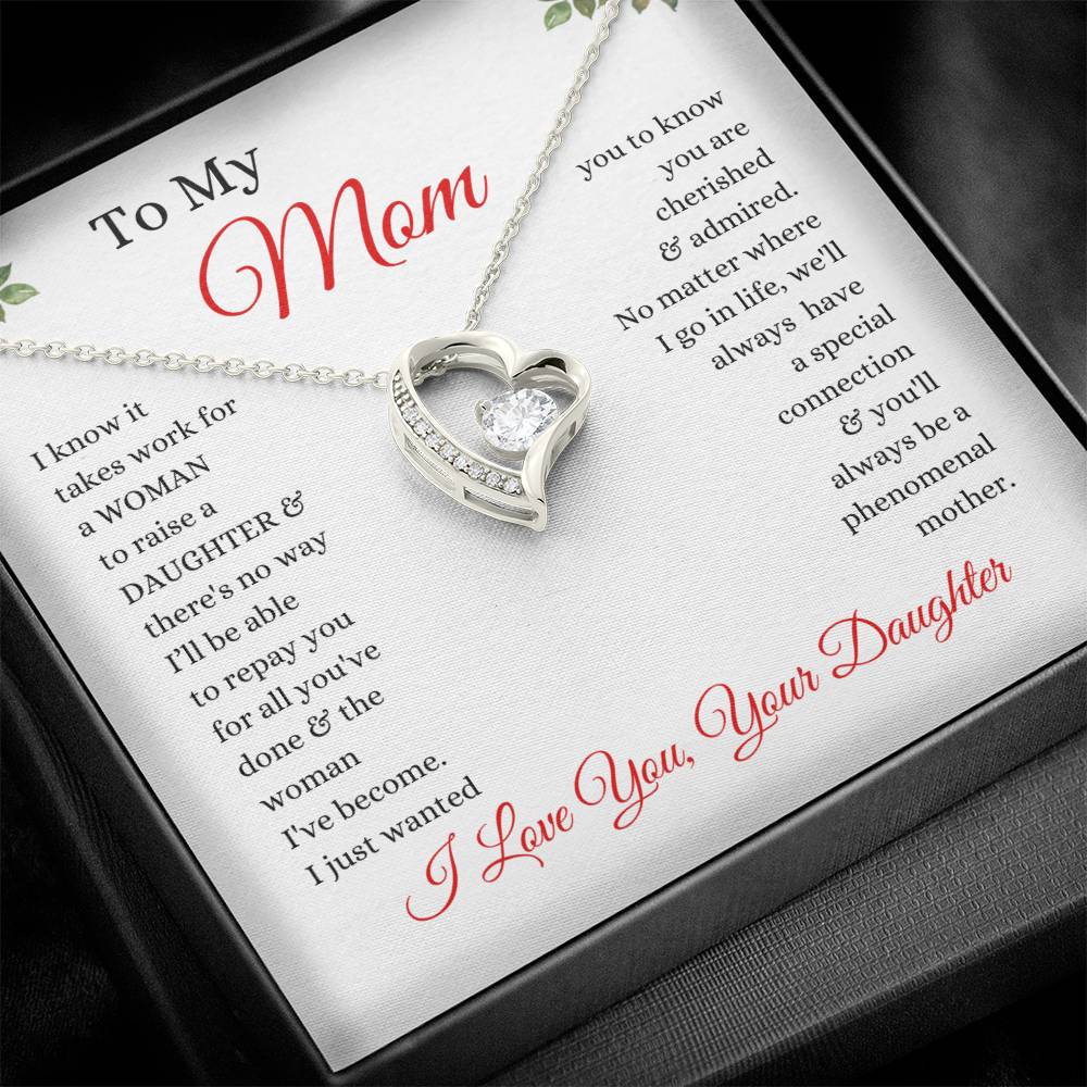 To My Mom - No Way I Can Repay You For All You've Done - Love From Daughter to Mother Forever Love Necklace