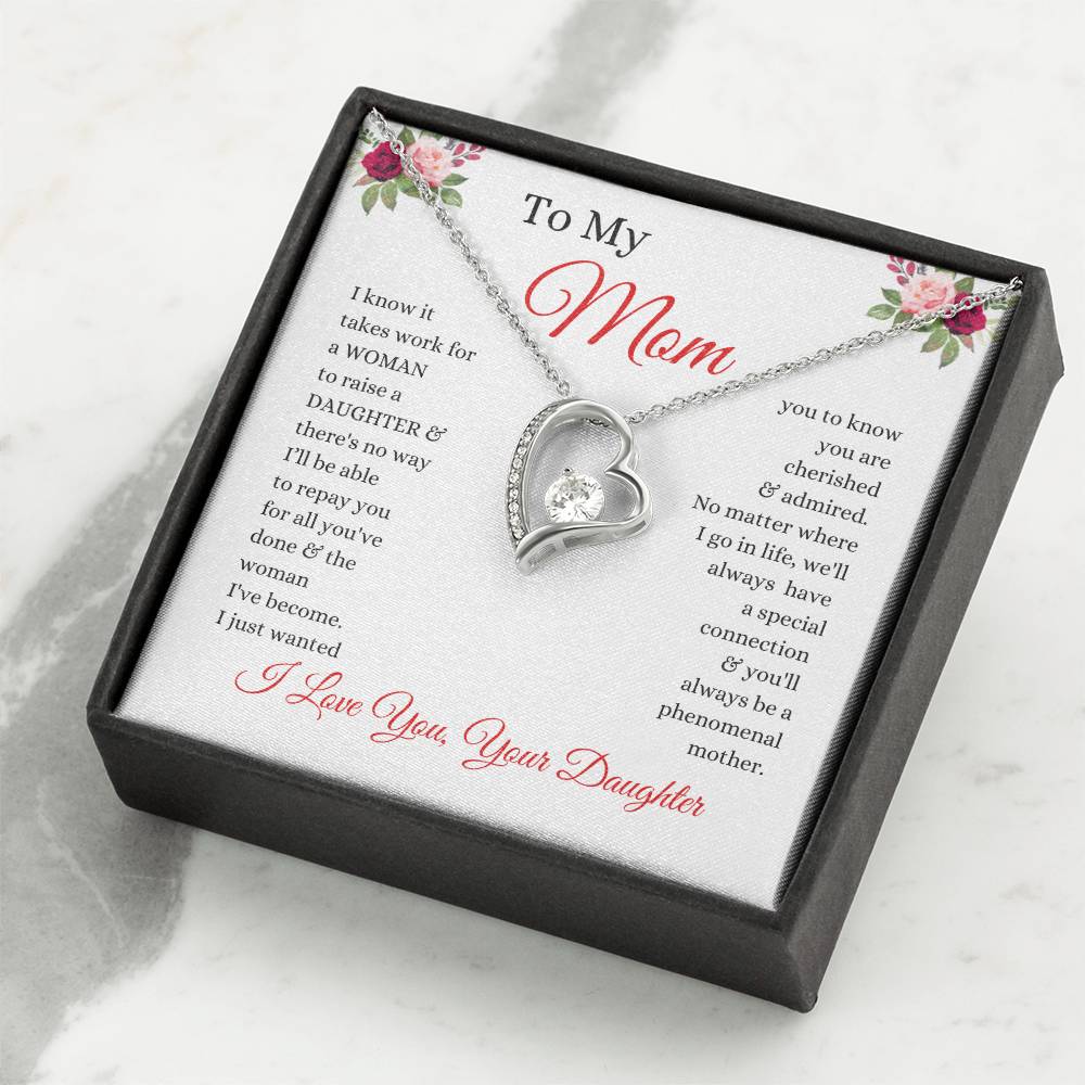 To My Mom - No Way I Can Repay You For All You've Done - Love From Daughter to Mother Forever Love Necklace