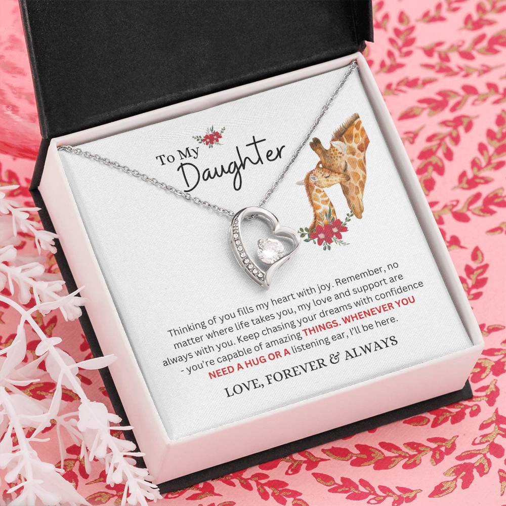 To My Daughter Necklace from Mom or Dad | Thinking of You | Special Gift for Daughter from Mom, Forever Love Necklace