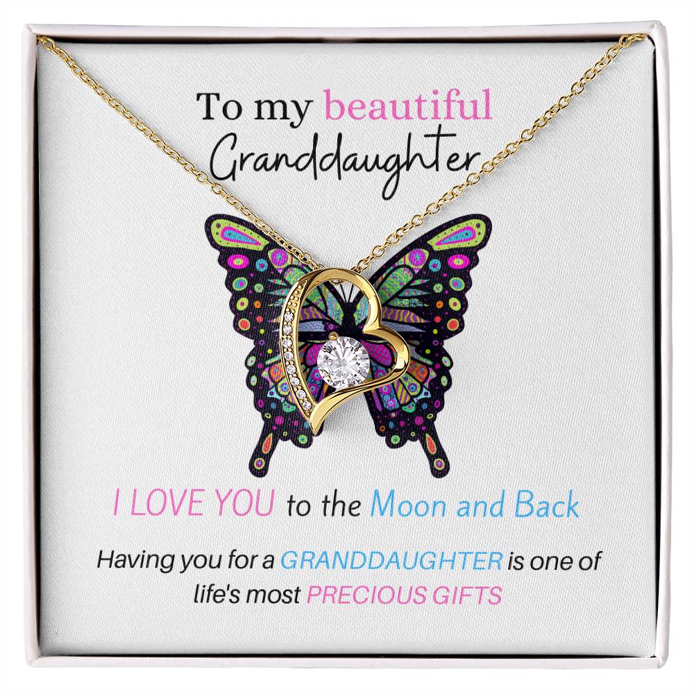 To My Beautiful Granddaughter - Love U To The Moon & Back - Forever Love Necklace