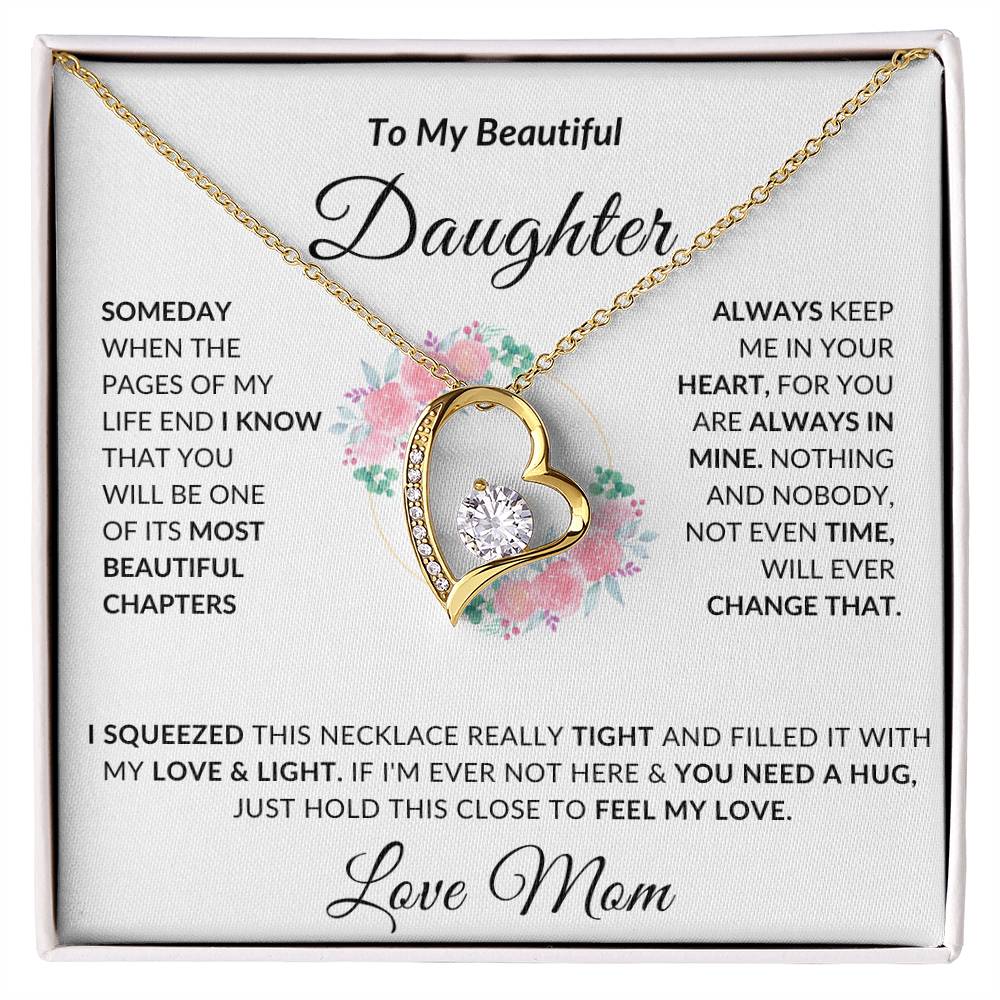 To My Beautiful Daughter Necklace from Mom | Special Gift for Daughter from Mom, Forever Love Necklace