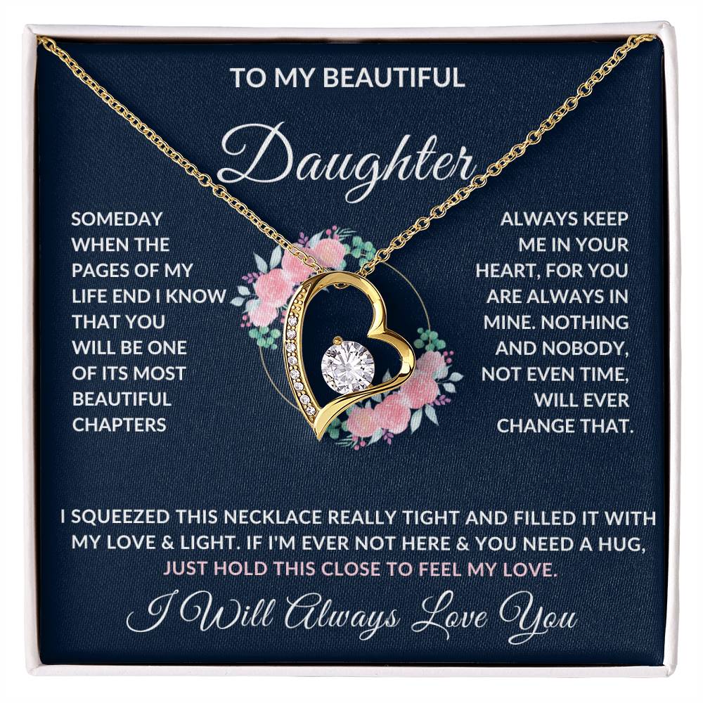 To My Beautiful Daughter Necklace from Mom or Dad | Special Gift for Daughter from Mom or Dad, Forever Love Necklace