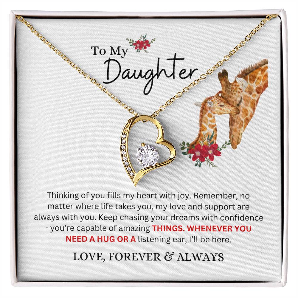 To My Daughter Necklace from Mom or Dad | Thinking of You | Special Gift for Daughter from Mom, Forever Love Necklace