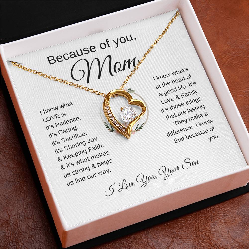 Because of You Mom | "I Know What Love Is" | Love From Son to Mother | Forever Love Necklace