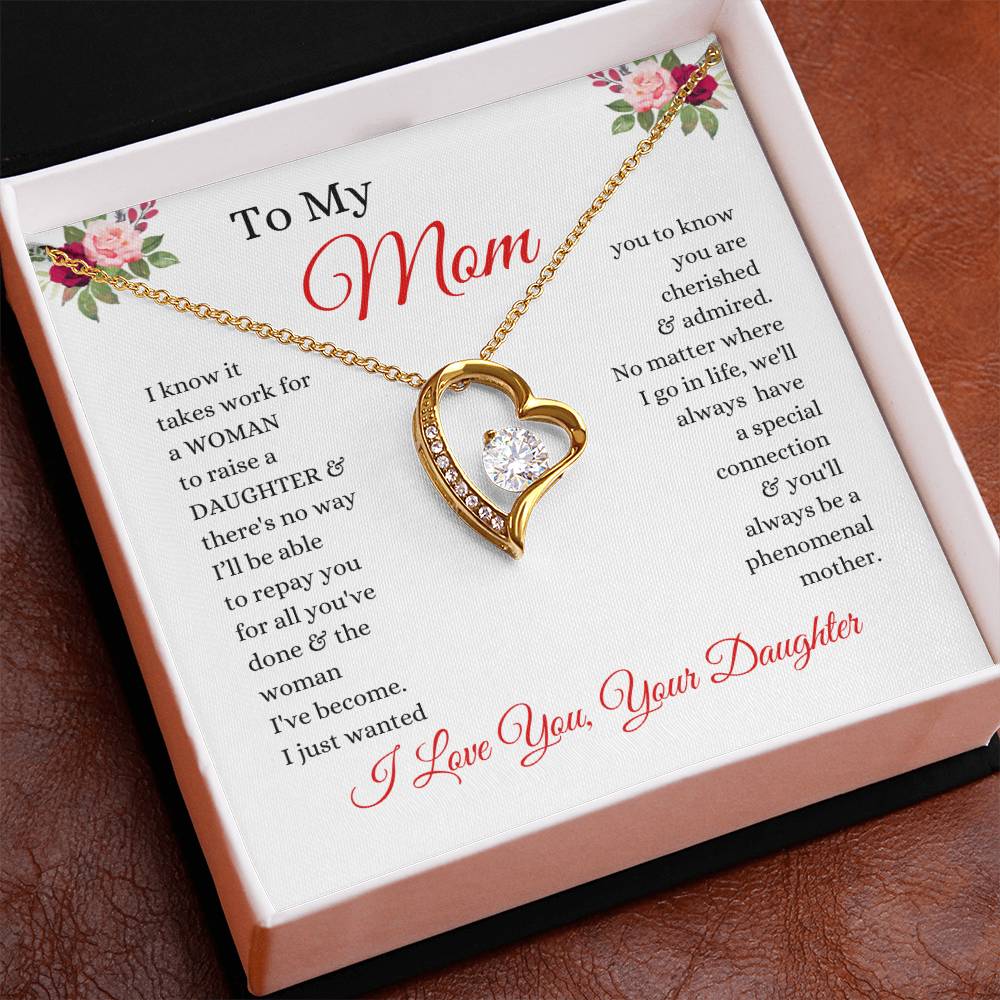 To My Mom - No Way I Can Repay You For All You've Done - Love From Daughter to Mother Forever Love Necklace