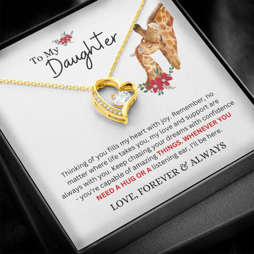 To My Daughter Necklace from Mom or Dad | Thinking of You | Special Gift for Daughter from Mom, Forever Love Necklace