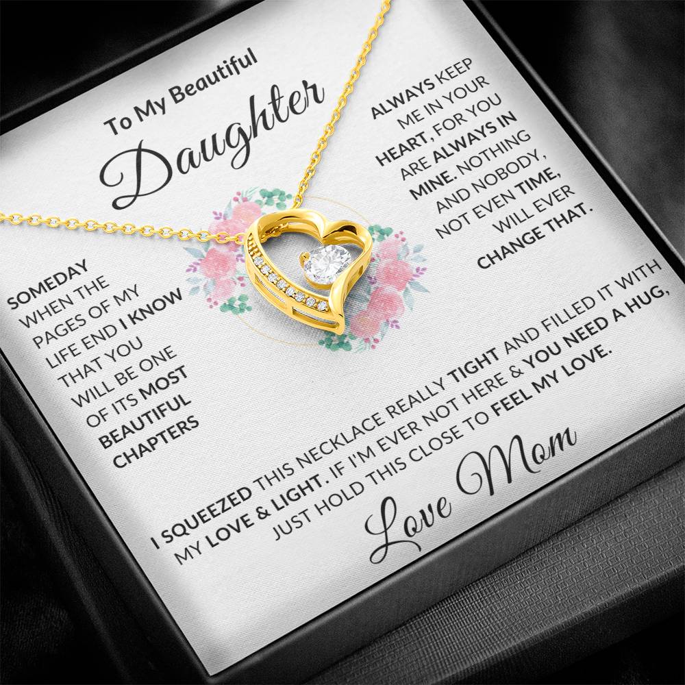 To My Beautiful Daughter Necklace from Mom | Special Gift for Daughter from Mom, Forever Love Necklace